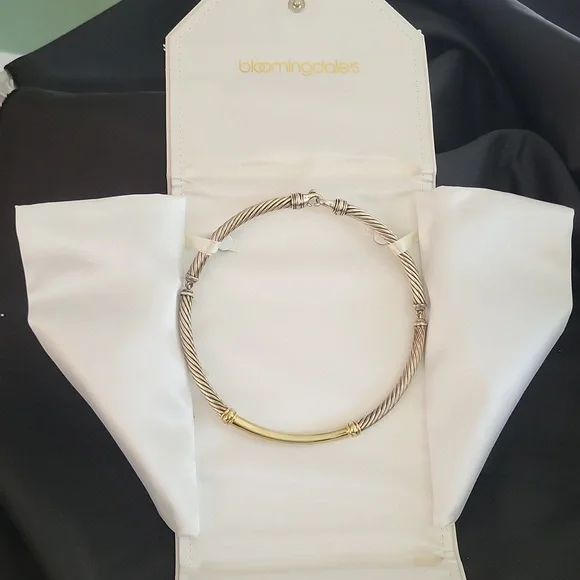David Yurman Metro Cable Hinged Choker Necklace, Sterling and 14K Gold - Picture 7 of 7